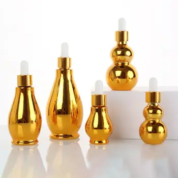 10ml-100ml eeterlik Õli Pudel Tilguti Gold Pinnatud Klaas Kõrvits Tilguti Pudel Tühi Parfüümi Pudeli Vedelik Korduvtäidetavaid Mahuti