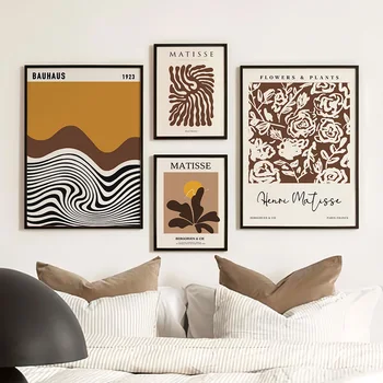 Abstraktne Bauhaus Line Geomeetria Matisse Roosi Lehed Taim Plakatid Lõuend Art Prints Maali Seina Pilte Elutuba Home Decor
