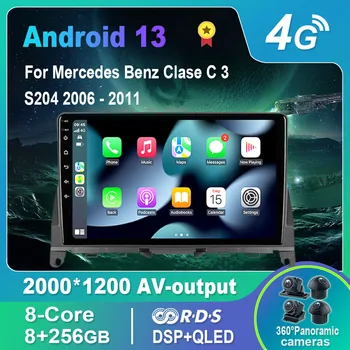 Android 13.0 autoraadio/Multimeedia Video Player Mercedes Benz Clase 3 C W204 S204 2006-2011 GPS QLED Carplay DSP 4G WiFi