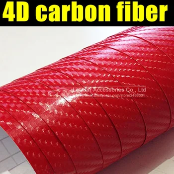 auto disain ere 4D Punane Carbon Fiber Vinyl film Värviline, Läikiv Carbon Fiber Vinyl Film Auto Kiletamine Vinüül Mähi Foolium