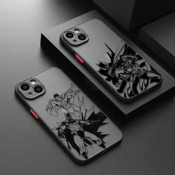 Batman-Superman-Ime-Naise Selge Matt Telefon Case For iPhone 15 11 14 13 12 Pro Max Mini X-XR, Xs 8 6 7 Plus, Silikoon Kate