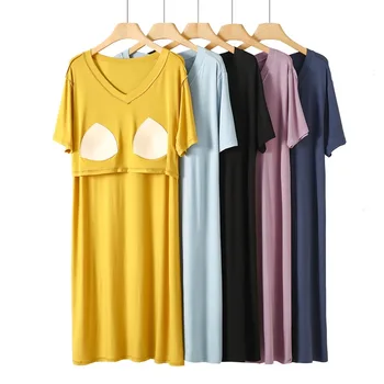 Casual Lounge Kodu Kleit Suvel Uus Sleepwear Modal Pikk Nightgowns Suur Suurus XL XXL Lühike Varrukas Nightdress Homewear