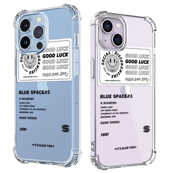Hea Õnne Label Tekst, Telefon Case For iPhone 15 14 13 12 11 Pro X XS XR Max 7 8 Plus SE 2 3 Mini Soft Selge TPÜ Põrutuskindel Kate