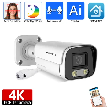 HKIXDISTE 4K POE kahesuunaline Audio Kaamera Väljas HD 8MP Veekindel CCTV näotuvastus Värv Öise Nägemise H. 265 Bullet IP Kaamera