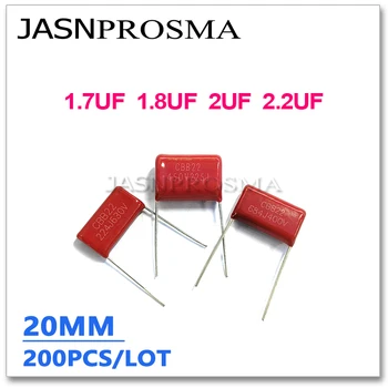 JASNPROSMA CBB kondensaator sammuga 20MM 250V 400V 450V 200PCS 1.7 UF 1.8 UF 2UF 2.2 UF 175J 185J 205J 225J 5% Mahtuvuse