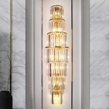 Kaasaegne kerge luksuslik suur kristall seina lamp multi-layer design hotel elutuba trepid vahekäiguga uuring magamistuba seina lamp la