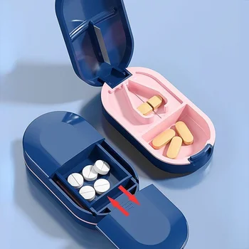 Kaasaskantav Pill Lõikur Nähtamatu Ladustamise Pill Box 2 In 1 Mini Narkootikumide Tablett Ravimit Tolmukindel Jagaja Pill Korraldaja Crusher
