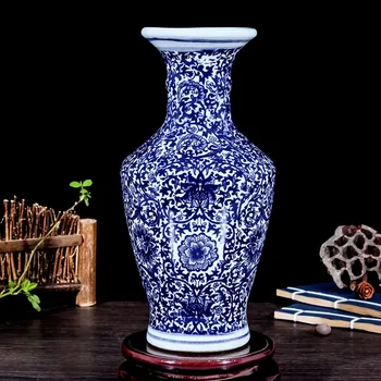 Keraamiline Vaas, Sinine ja Valge Portselan Teenetemärgi Ornament Veini Kabinet, elutuba Hiina Käsitöö
