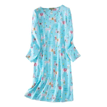 Naiste Puuvillane Nightgowns Sleepwear Pikkade Varrukatega Särk Vabaaja Prindi Sleepdress