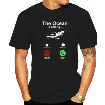 Naljakas Akvalangiga Sukelduja Ookeanis Helistab T-Särgid Graafiline Puuvill Streetwear Lühikese Varrukaga T-särk, Meeste Riided