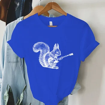 Orav Kitarrist Graafiline T Shrits Suvel Ulzzang Tees High Street T Shrit Casual Fashion Naiste Rõivad Y2k Camiseta Mujer