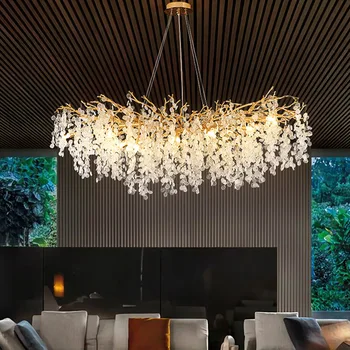 Põhjamaade Kaasaegse Klaasi G9 LED Raud Kunst, Kristall-Lühter Ripats Kerge Home Decor elutuba Köögi Lae Lamp Inventar