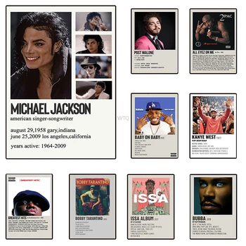 Põhjamaade Pop Andmed Plakat Räppar Michael Jackson 2pac Jay Z-Post Malone Skorpion Hip-Hop Lõuend Print Seina Kunsti Tuba Decor Kohvik