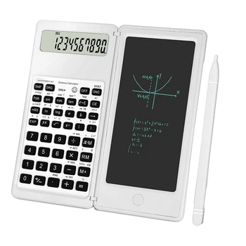Teaduslik Kalkulaator 10-Kohaline LCD Ekraan Engineering Kalkulaator koos Kirjalikult Tablett keskkooli ja Kolledži Valge