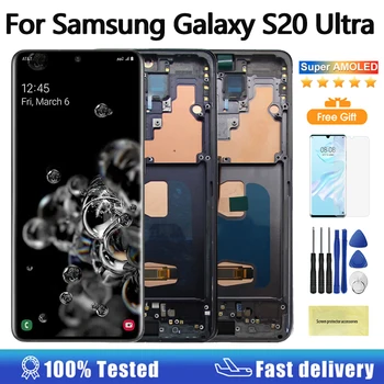 Uus AMOLED Ekraan, Samsung Galaxy S20 Ultra 4G 5G LCD Ekraan Puutetundlik Assamblee Samsung S20 Ultra G988B/DS G988U LCD