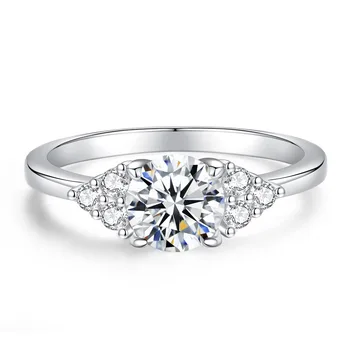 Valge Kuld 1CT Moissanite Ring Naiste Vahuveini Lab Kasvanud Teemant Pulm Bänd S925 Solid Hõbe Ehete Hulgimüük