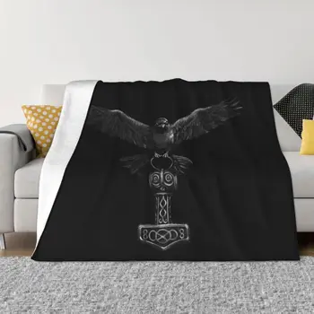Viikingid Odin Raven Thor Mjolnir Haamer Tekk Pehme Fliis Lapp Norse Odin Jumal Viska Tekid Reisi Magamistuba Bedspread