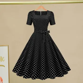 Vintage Naiste Kleit Elegantne Vintage Polka Dot Kleidi Ajatu Retro Disain Naistele Klassikalist Filmi Stiilis Square Krae