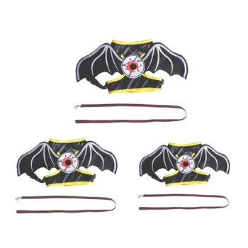 X6HD Koer Bat Wing Kostüüm Kleit Üles Foto Rekvisiidid Pet Rihm Set Pehme Kostüüm Halloween Mantel Teema Cosplay Tarvikud