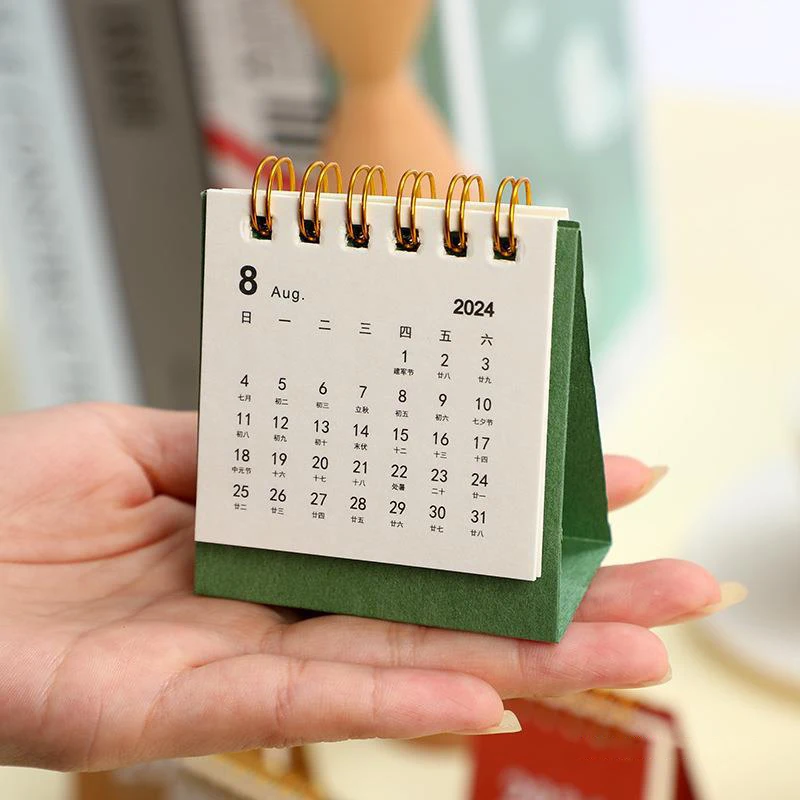 2024 Kalender Õrn Lihtne Laud Värskendav Mini Desktop Märkus Coil Kalender Raamat Kontori Koolitarbed