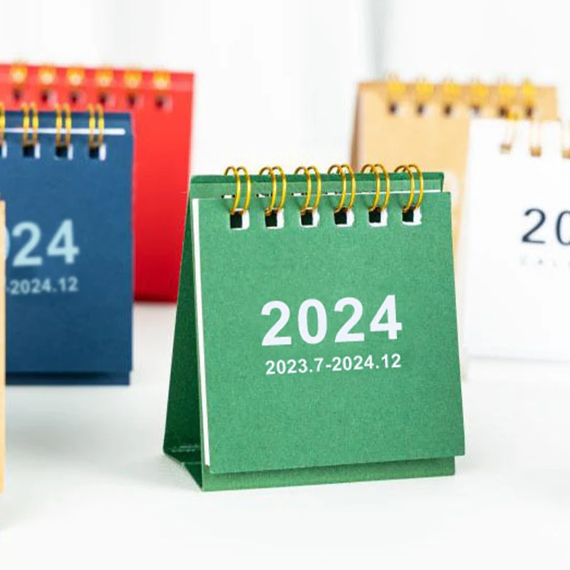 2024 Kalender Õrn Lihtne Laud Värskendav Mini Desktop Märkus Coil Kalender Raamat Kontori Koolitarbed