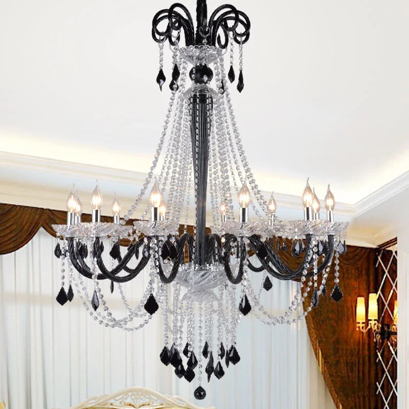 86LIGHT Euroopa Crystal Sõltumatu Lamp Must Küünal Lamp elutuba Restoran Villa Trepikoda Duplex Hoone Lühter