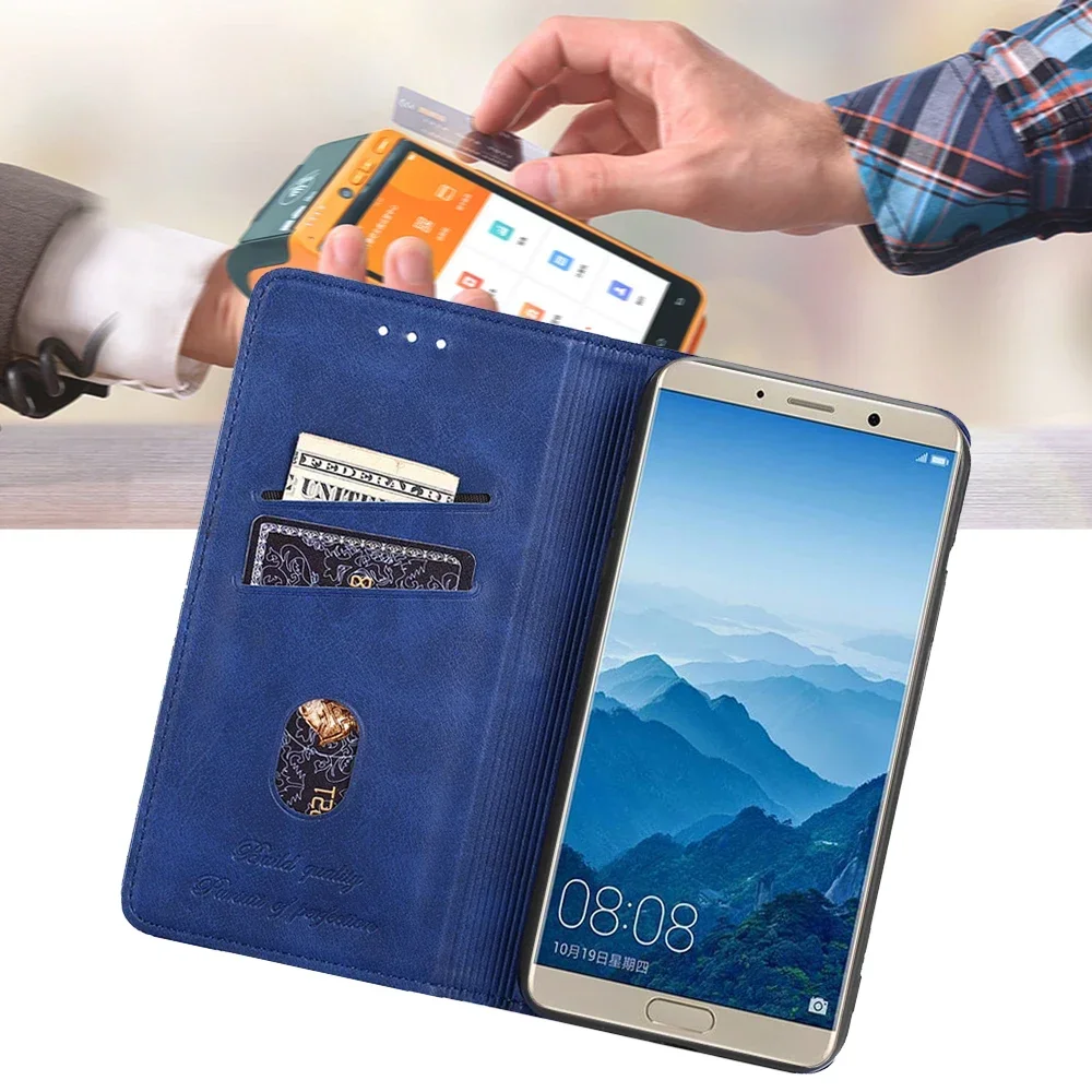 Bussiness Magnet Telefoni puhul Huawei P60 P30 P40 P9 P10 Pro Plus 20 Lite E P50E Nahast Flip Book Puhul Kaardi pesa