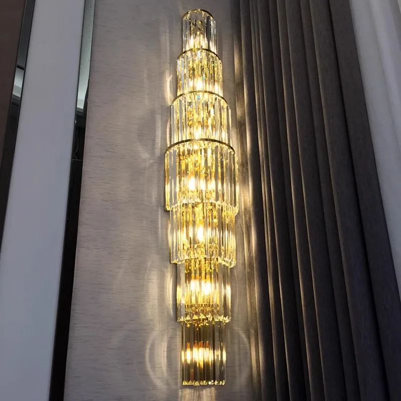 Kaasaegne kerge luksuslik suur kristall seina lamp multi-layer design hotel elutuba trepid vahekäiguga uuring magamistuba seina lamp la