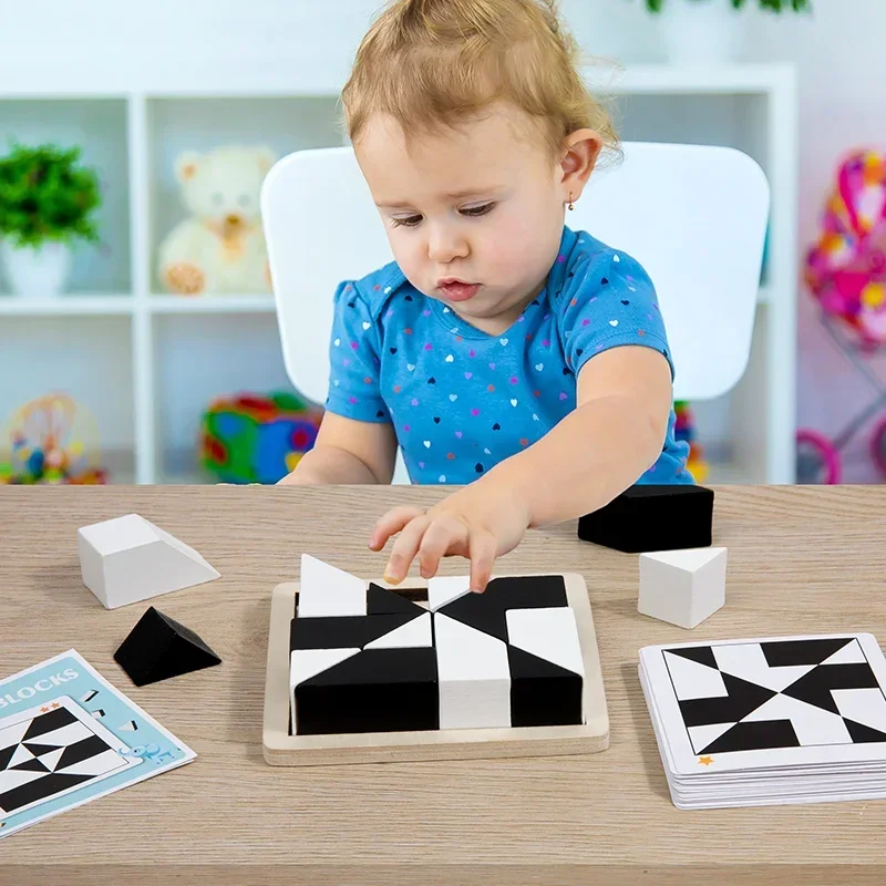 Montessori Geomeetrilise Kujuga Mõistatusi ehitusplokid Puidust 3D Pusle, Lapsed, Haridus Loogilist Mõtlemist Koolituse Mängu Kingitused